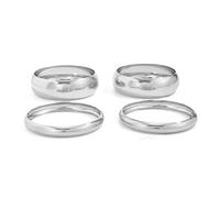 XFSRG 4 Pièces Bracelet Larges Femme Bracelets Rigides Minimalistes Bracelets Chunky Statement pour Quotidien Fête et Robe de Soirée（Argent）