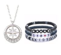 XFSRG 4 Pièces Bracelets Kpop Inspirés Collier Pendentif Étoile Bracelet Merch D’amitié Bracelets de Perles Kpop Ensemble Bijoux pour Fans (Lot 2)