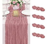 XFSRG 4 Pièces Chemins de Table en Rose 90 x 180cm Boho Gaze Etamine à Fromage Chemin de Table Chemin de Table pour Mariage Cuisine Salle à Manger Décoration