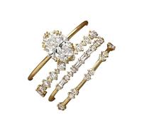 XFSRG 4 Pièces Ensemble Bagues Ovale Cristal Brillant Empilables Ajustables Bijoux Femme Luxe Élégantes