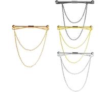 XFSRG 4 Pièces Épingle à Col pour Homme Chaîne Double Barrette Droite Broche de Chemise Épingle à Chaîne Bar Pins Accessoire de Col Élégant pour Chemise Costume Cérémonie