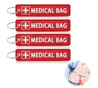 XFSRG 4 Pièces Étiquettes d'Alerte Médicale Porte-clés Medical Bag Étiquette de Bagage Recto-Verso pour Sacs Trousse de Secours sac Médical Premiers Soins