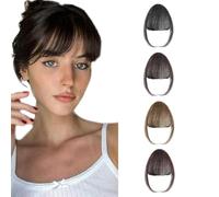 XFSRG 4 Pièces Frange à Clipser en Cheveux Naturels Extension de Cheveux Lisse 3D Franges Extensions Synthétique Fringe avec Temples pour Femmes Filles