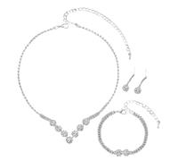 XFSRG 4 Pièces Parure Bijoux Mariage Forme Goutte Strass Parure Ensemble Collier Mariage Bijoux Mariée Strass Étincelants Mariée Soirée pour Femmes et Filles (Argent)