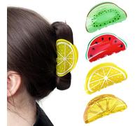 XFSRG 4 Pièces Pince Cheveux Femme Créatif les fruits Citron Design d'Été Antidérapant Mignonne Clips pour Fête Hawaïenne(Multicolore A)