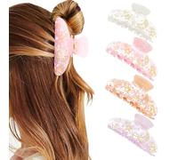 XFSRG 4 Pieces Pinces à Cheveux Femme Étoiles et Lune Design Élégant Antidérapantes Griffes Clips Pince Cheveux Barrette Hair Claw Clips Accessoires Cheveux pour Filles