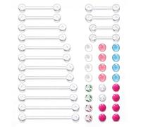 XFSRG 40 Pièces Piercing Langue Boules Rondes Langue Barre Droite Barbell Piercing Teton Barre Teton Bijoux de Corps avec Boules de Rechange