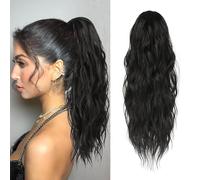 XFSRG 45cm Extension Queue De Cheval Mode Ponytail Cheveux Volumineux Et Ondulés Elastique Bandeau Réglable Rajout Cheveux Naturel Cadeaux Femmes Pour Rendez-Vous(Noir)