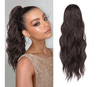 XFSRG 45cm Extension Queue De Cheval Mode Ponytail Cheveux Volumineux Et Ondulés Elastique Bandeau Réglable Rajout Cheveux Naturel Cadeaux Femmes Pour Rendez-Vous(Marron Foncé)