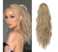XFSRG 45cm Extension Queue De Cheval Mode Ponytail Cheveux Volumineux Et Ondulés Elastique Bandeau Réglable Rajout Cheveux Naturel Cadeaux Femmes Pour Rendez-Vous(Or)