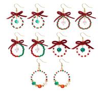 XFSRG 5 Paires Boucles d'Oreilles de Noël Femme Perles Colorées Nœuds Boucle d'Oreille Créatifs et Mignons Parfaits pour Diverses Occasions
