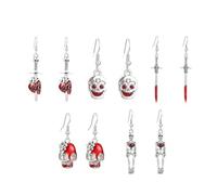 XFSRG 5 Paires Halloween Boucles d'Oreilles Croix Tête de Mort Boucle d'Oreille Personnalisées Bijoux Gothiques Conviennent à Diverses Occasions