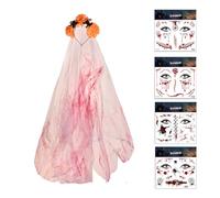 XFSRG 5 Pcs Coiffe Halloween Pince Cheveux Tatouage Halloween Serre-Tête Tête de Mort Roses Fleurs Jour des Morts Femmes Bandeau Guirlande Florale Visage pour Mascarade Carnaval Fête Carnaval