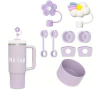 XFSRG 5 Pcs Fleur Ensemble Bouchons Paille Fleur Nuage Antidébordement Silicone Accessoires Bouteille Réutilisables Mignons Décoratifs