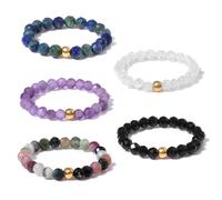 XFSRG 5 Pièces Bague Femme Perles en Cristal Naturel Bagues Élégant et Raffiné pour les Rendez Vous Soirées et Vacances à la Plage