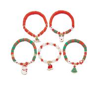 XFSRG 5 Pièces Bracelet de Noël Femmes Ensemble Bracelets de Élastiques Colorées Hypoallergénique Bijoux de Noël Accessoires pour Fournitures de Fête (Set 2)