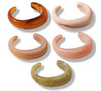 XFSRG 5 Pièces Bracelet en Résine Acrylique pour Femme Bracelet Jonc Epais Rétro Bangle Ouvert Géométrique Empilable Lot Armbänder Bijoux Pour Femmes