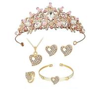 XFSRG 5 Pièces Diadème de Mariée Couronne Papillon Perle Serretête Bijou Tête Mariée Diadème en Strass Parure de Bijoux pour Mariage Fête Cérémonie (Perles)