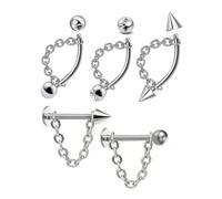 XFSRG 5 Pièces Piercing Labret lLevre Chaîne en Acier Inoxydable Piercing Tragus Multifonctionnels Bijoux de Piercing Fantaisie