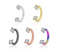 XFSRG 5 Pièces Piercing Nez avec Cristaux Brillants Tragus Helix Acier Inoxydable Bijou Piercing Oreille Accessoire Corps Élégant