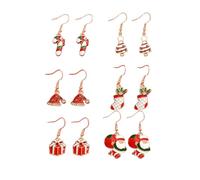 XFSRG 6 Paires Boucles d'Oreilles Noël Ensembles de Bijoux de Noël Pendantes Festives Boucles d'Oreilles pour Femmes Motifs Festifs Accessoires Noel Bijoux Décoratifs (A)