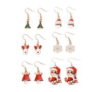 XFSRG 6 Paires Boucles d'Oreilles Noël Ensembles de Bijoux de Noël Pendantes Festives Boucles d'Oreilles pour Femmes Motifs Festifs Accessoires Noel Bijoux Décoratifs (B)