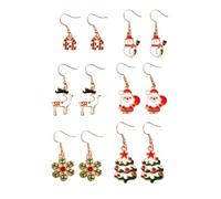 XFSRG 6 Paires Boucles d'Oreilles Noël Ensembles de Bijoux de Noël Pendantes Festives Boucles d'Oreilles pour Femmes Motifs Festifs Accessoires Noel Bijoux Décoratifs (C)