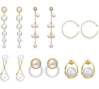 XFSRG 6 Paires Boucles d'Oreilles Perles Élégantes Pendantes Créoles Goutte Bijoux Femme Accessoires Mariage Soirée