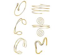 XFSRG 6 Pièces Armreifen Femme Bracelet Bras Réglable Forme Spirale Feuille Manchette Ouverte Boho Armbänder de Réglable Bijou Bras Superposé pour Filles Été Plage Soirée (Or F)