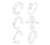 XFSRG 6 Pièces Armreifen Femme Bracelet Bras Réglable Forme Spirale Feuille Manchette Ouverte Boho Armbänder de Réglable Bijou Bras Superposé pour Filles Été Plage Soirée (Argent A)