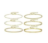 XFSRG 6 Pièces Bracelets de Cheville pour Femmes Argent Ensemble Bracelets Boho Cheville Réglables pour Plage Accessoires pour Femmes et Filles(Or)