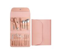 XFSRG 6 Pièces Ensemble De Manucure Et Pédicure Professionnel Coupe Ongles Coupe Cuticule En Acier Inoxydable BoîTe De Voyage Et Maison Exquise(Rose)