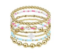 XFSRG 6 Pièces Femme Bracelet Ensemble Réglable Alliage Bracelets Empilables Fantaisie Doré Ensemble pour Femmes Filles (Or B)