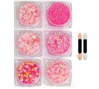 XFSRG 6 Pièces Maquillage Paillettes Visage Gel Paillette pour Visage Corps et Cheveux avec Étoiles Cœurs et Papillons Effet Scintillant pour Fêtes Carnaval et Halloween (Rose)