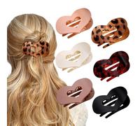 XFSRG 6 Pièces Pince Cheveux Femme Coeur Plates Antidérapante Pinces à Cheveux Latérales Tenue Solide Clips pour Épais et Fins(Multicolore A)