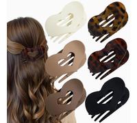 XFSRG 6 Pièces Plates Pince Cheveux Femme Mates Coeur Mignonne Antidérapante Pinces à Cheveux pour Tous les Jours Sport Conduite(Multicolore A)