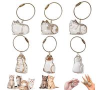 XFSRG 6 Pièces Porte-clés Femme avec Poils d'Animal Breloques Mignonnes pour Sac à Dos Portefeuille Voiture Cadeau pour Amoureuses des Animaux