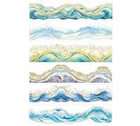 XFSRG 6 Rouleaux Washi Tape Set Couleurs Aquarelle Scotch Decoratif Vagues et Étoiles Scotch Scrapbooking pour le Bricolage Agendas Albums