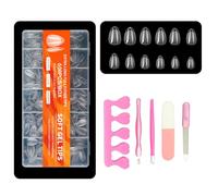 XFSRG 600 Pièces Pointes d'Ongles Transparentes Ultra 12 Tailles Faux Ongles Avec 5 Outils pour Manucure pour Manucure pour Manucure DIY Salon Femmes Filles （04）