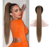 XFSRG 66cm Ponytail Cheveux Naturel Extension Queue De Cheval Postiche Cheveux Raides Avec Pinces Perruque Femme Naturelle Convient Pour Rencontres Party Fêtes(Marron Clair)