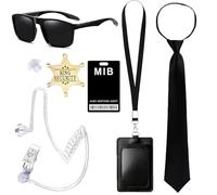 XFSRG 7 PCS Agent Costume Accessoires Men in Black Deguisement Costumes d'espions pour Hommes Femme Enfants pour Fête d'Halloween Cosplay Jeu de Rôle(1)