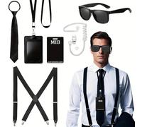 XFSRG 7 PCS Agent Costume Accessoires Men in Black Deguisement Costumes d'espions pour Hommes Femme Enfants pour Fête d'Halloween Cosplay Jeu de Rôle（2）