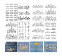 XFSRG 8 Feuilles Motifs de Broderie Solubles dans L'Eau Papier Hydrosoluble avec Fleurs Plantes et Animaux Modèles de Stabilisateurs Broderie pour Débutant et Amateurs de Broderie (Set 2)
