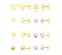 XFSRG 8 Paires Boucle D'oreille à Visser Cœur Étoile Fleur Rond Boucles