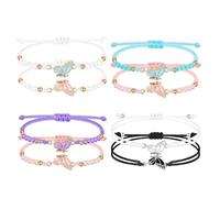 XFSRG 8 Pièces Bracelet Femme Tressé Papillon Symétrique Bracelets Réglable Coffret Cadeau d'Amitié Entre Meilleures Amies