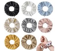 XFSRG 8 Pièces Chouchous en Velours Elastique Cheveux Avec Fermeture Eclair Bandes Ties Cordes Accessoires Élastiques Cheveux Souples pour Femme ou Filles (Set 2)