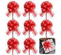 XFSRG 8 Pièces Nœuds à Tirer en Ruban Grands Nœuds Rubans pour Cadeaux Paniers Arrangements Voitures de Mariage Anniversaire Décorations de Fête(Rouge)
