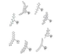 XFSRG 8 Pièces Piercing Oreille Set 14K Helix Anneaux Clous Petites Cartilage Multiple Piercings Bijoux Hypoallergénique Cadeaux pour Femmes Filles(Argent)