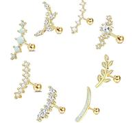 XFSRG 8 Pièces Piercing Oreille Set 14K Helix Anneaux Clous Petites Cartilage Multiple Piercings Bijoux Hypoallergénique Cadeaux pour Femmes Filles(Or)