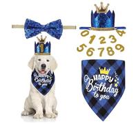 XFSRG Accessoire Chien Anniversaire Ensemble de Fête avec Bandana Chapeau et Ballons Idéal pour Chiens de Petite Taille